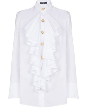 Balmain Ruffled Poplin Shirt - White