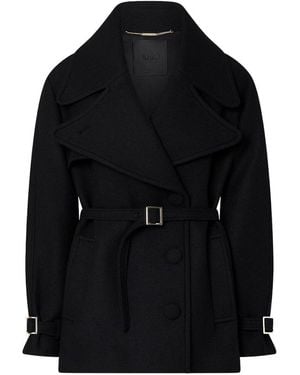 Liu Jo Wool Coat With Waist Belt - Black