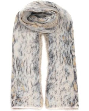 forte_forte Scarf With Plumes De Python Jacquard Motif - White