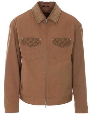 Gucci Jacket With Frontal Zip Closure - Brown