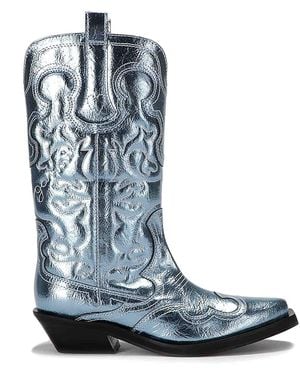 Ganni Cowboy Boots - Blue