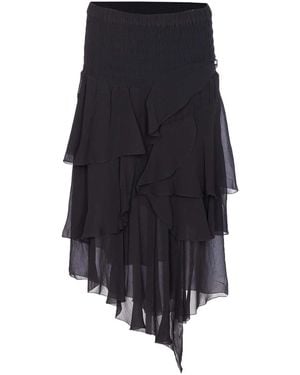 Isabel Marant Layered Sheer Skirt With Ruffled Flounces - Blue
