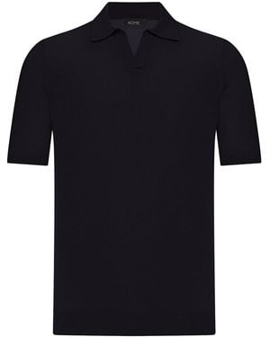 Nome Silk V-Neck Polo Shirt - Black