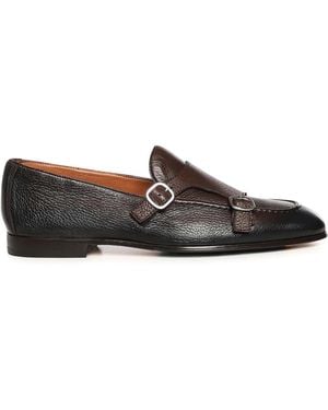 Doucal's Leather Double-Buckle Loafer - Black