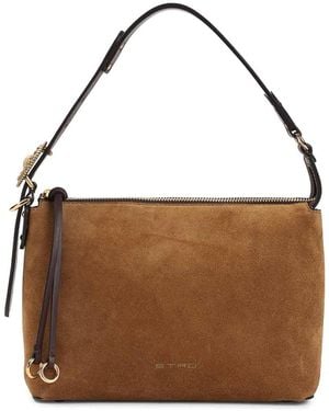 Etro Hobo Suede Shoulder Bag - Brown
