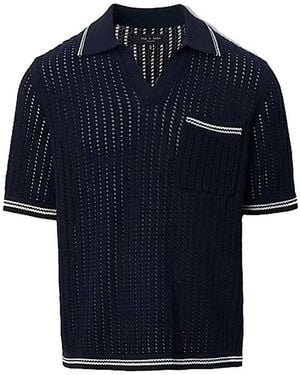 Rag & Bone Johnny Crochet Polo Shirt - Blue