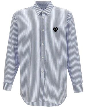 COMME DES GARÇONS PLAY Logo Patch Striped Shirt - Blue