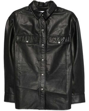 IRO Lamb Leather Long-Sleeve Shirt - Black
