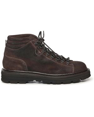 Sturlini Leather Lace-Up Ankle Boots - Brown