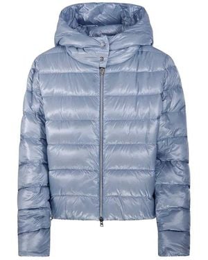 Herno Short Down Jacket With Hood - Blue