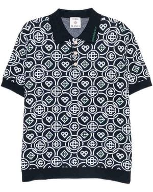 CASABLANCA Cotton Short-Sleeve Polo Shirt - Black