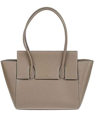ROUNN Felice Flap Leather Tote Bag - Gray