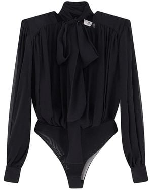 Elisabetta Franchi Silk Shirt With Body Detail - Blue