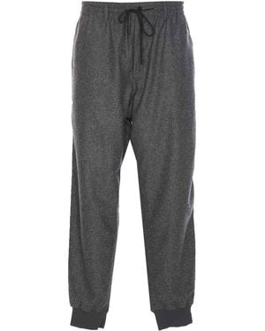 Y-3 Flannel Trousers With Elastic Waistband And Cuffs - Grey