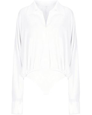 Norma Kamali Oversized Shirt Bodysuit - White