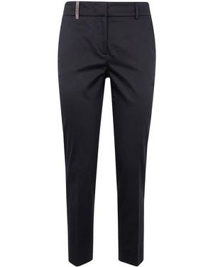 Peserico Light Cotton Satin Stretch Pants - Blue