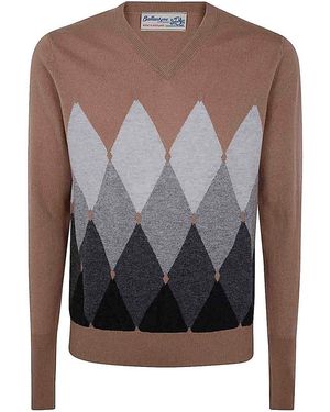 Ballantyne V Neck Pullover - Grey