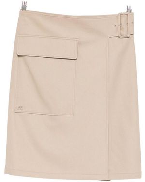 Courreges Midi Skirt With Belt - Natural