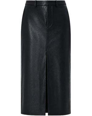 Frankie Shop Maybelle Faux Leather Front Slit Pencil Skirt - Black
