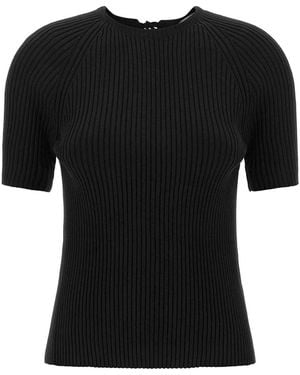 Tory Burch Ribbed Tie-Back Pullover - Black