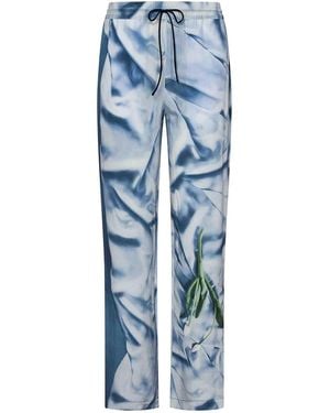 Victoria Beckham Light Silk Satin Pajama Bottoms - Blue