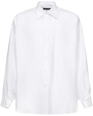 Dolce & Gabbana Long-Sleeved Linen Shirt - White