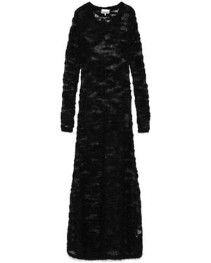 Ganni Long Boucl Wool Dress - Black