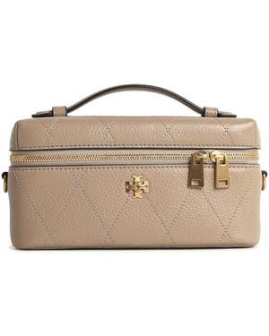 Tory Burch Charlie' Mini Leather Beauty Case - Natural