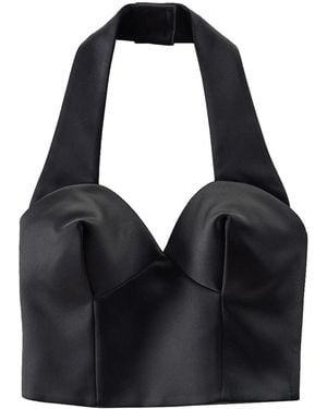 Marc Jacobs Sculpted Satin Halter Top - Black