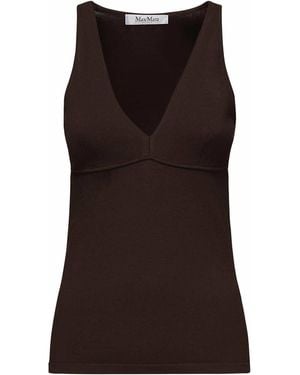 Max Mara Sleeveless Viscose Top - Brown