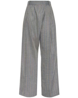 Ganni Pinstripe Trousers With Tailored Design - Grey
