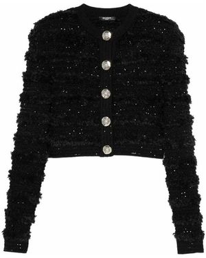 Balmain Tweed Cardigan - Black