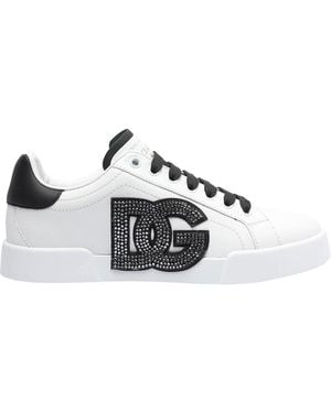 Dolce & Gabbana Portofino Light Strobel Leather Low-Top Trainers - White