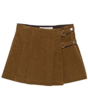 Golden Goose Pleated Corduroy Fan-Style Miniskirt - Natural