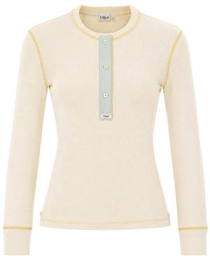 Chloé Fitted Henley Shirt - Natural