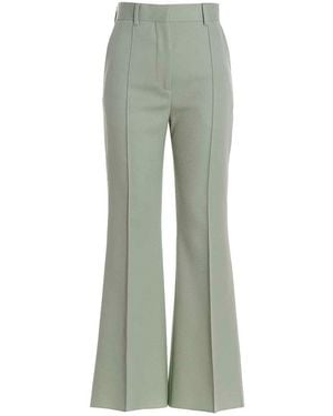 Lanvin Flared Tailored Wool Trousers - Green