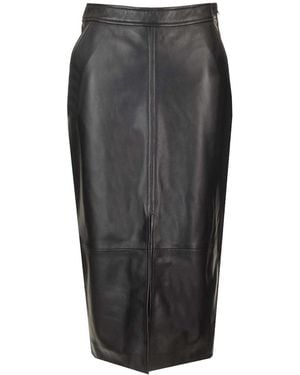 Arma Leather Pencil Skirt - Grey