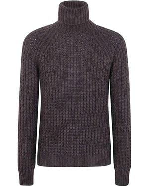 Nuur Military Stitch Turtle Neck Sweater - Blue