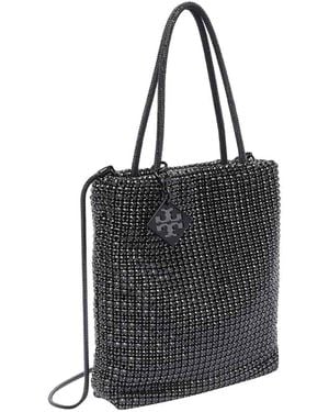 Tory Burch Mini Night Owl Crystal Tote Bag in Black | Lyst