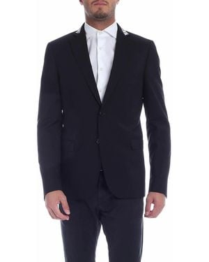 Moschino Jacket With Logo On The Lapels - Blue