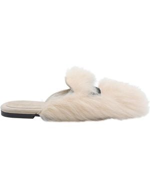 Dolce & Gabbana Dolce & Gabbana Shearling And Suede Slippers - White