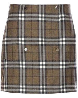 Burberry Trench Check Skirt - Green