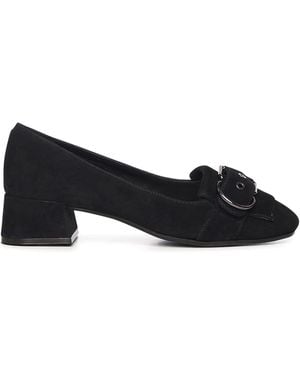 Carmens Rose Buckle Court Shoes - Black