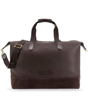 Tom Ford Leather Travel Bag With Suede Inserts - Brown