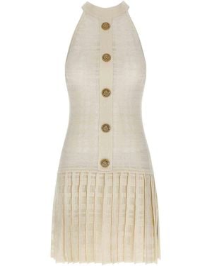 Balmain Tartan Knit Dress - Natural