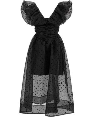 Ganni Organza Ruched' Dress - Black