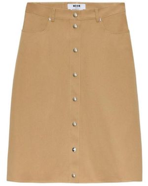 MSGM Midi Skirt With Buttons - Natural