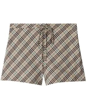 Burberry Checked Drawstring Shorts - Natural