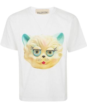 Valentino Garavani Le Chat De La Maison Cotton Jersey T-Shirt - White