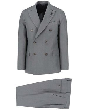 Lardini Double-Breasted Linen Suit - Grey